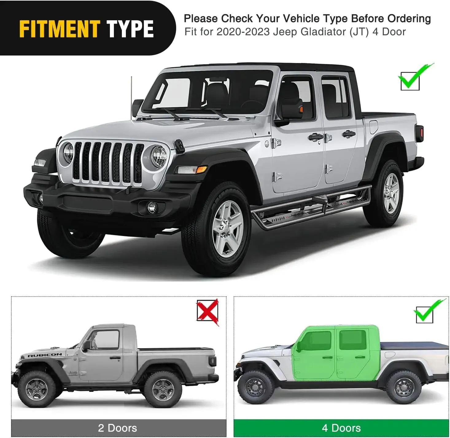 2020-2023 Jeep Gladiator JT 4 Door Running Boards