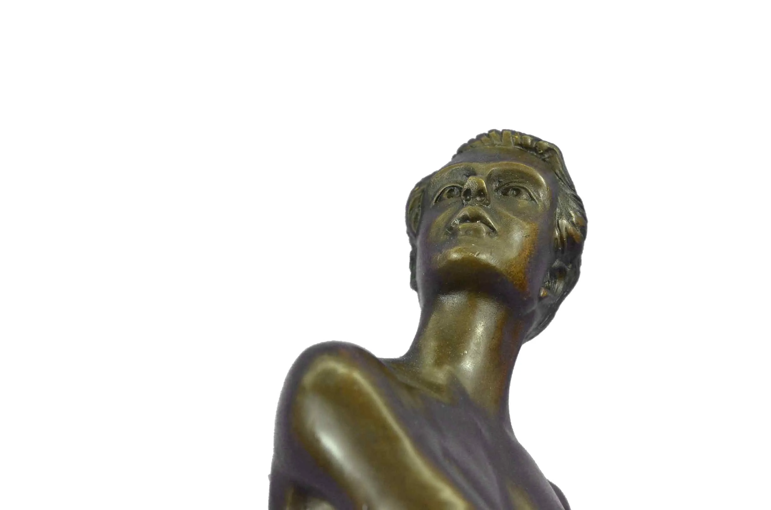 Gilt Bronze Sculpture Warrior with Sword by Adrien Gaudez Marble Figurine Figure