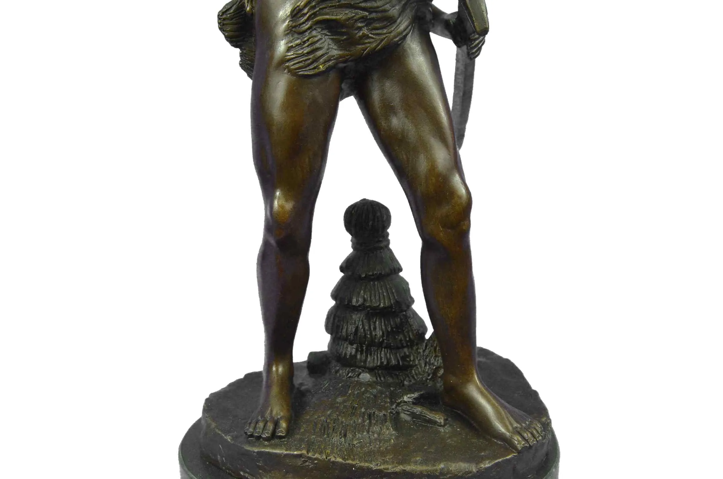 Gilt Bronze Sculpture Warrior with Sword by Adrien Gaudez Marble Figurine Figure