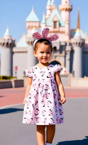 Girls Easter Fun Character Dresses - Pink Bunnies Mouse Sunglasses