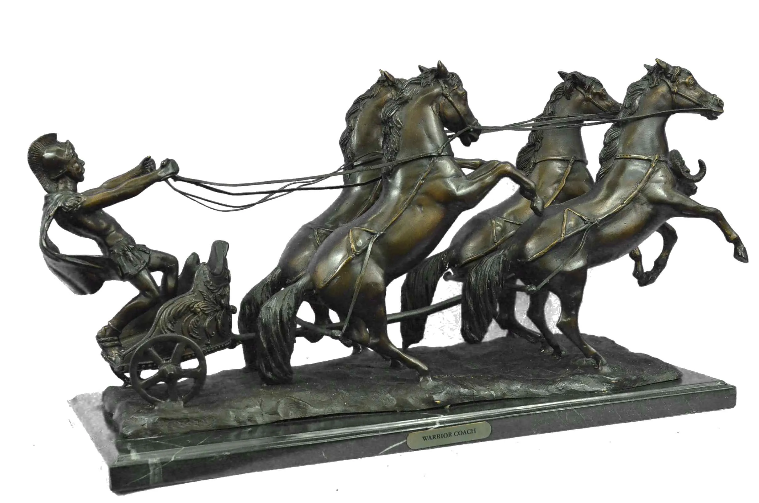 Handmade Greek Roman Chariot (Bronze) 22.5'' Statue Artwork Sculpture Figure