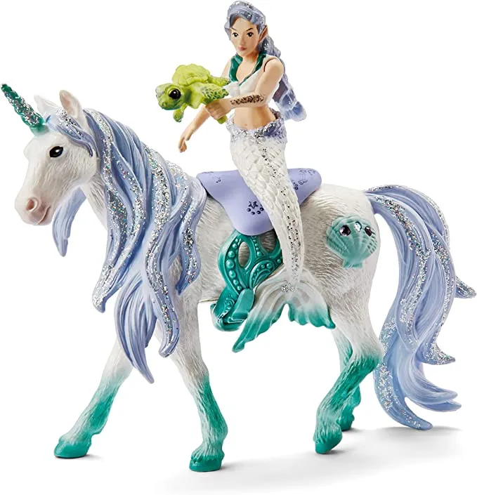 Mermaid Riding On Sea Unicorn Figure