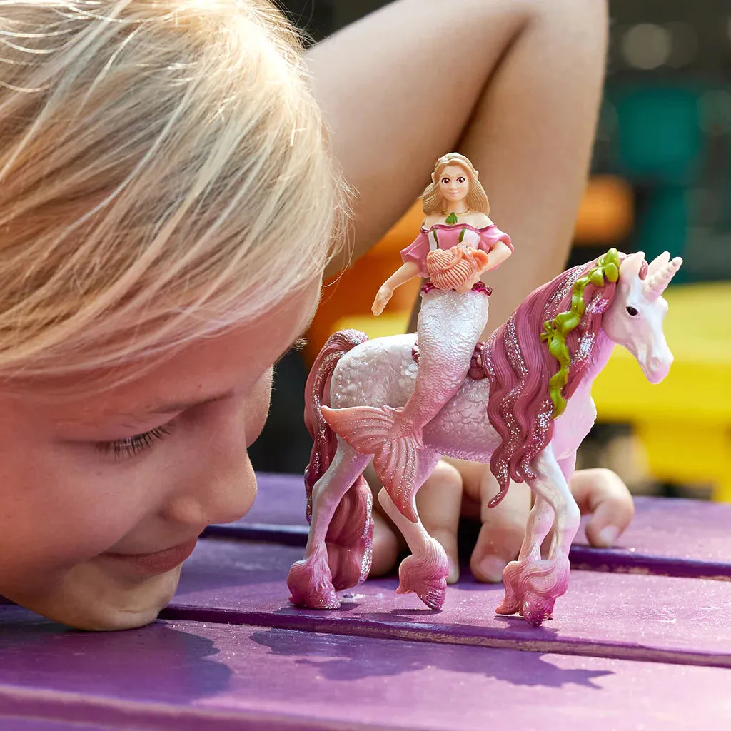 Schleich mermaid Feya riding underwater unicorn