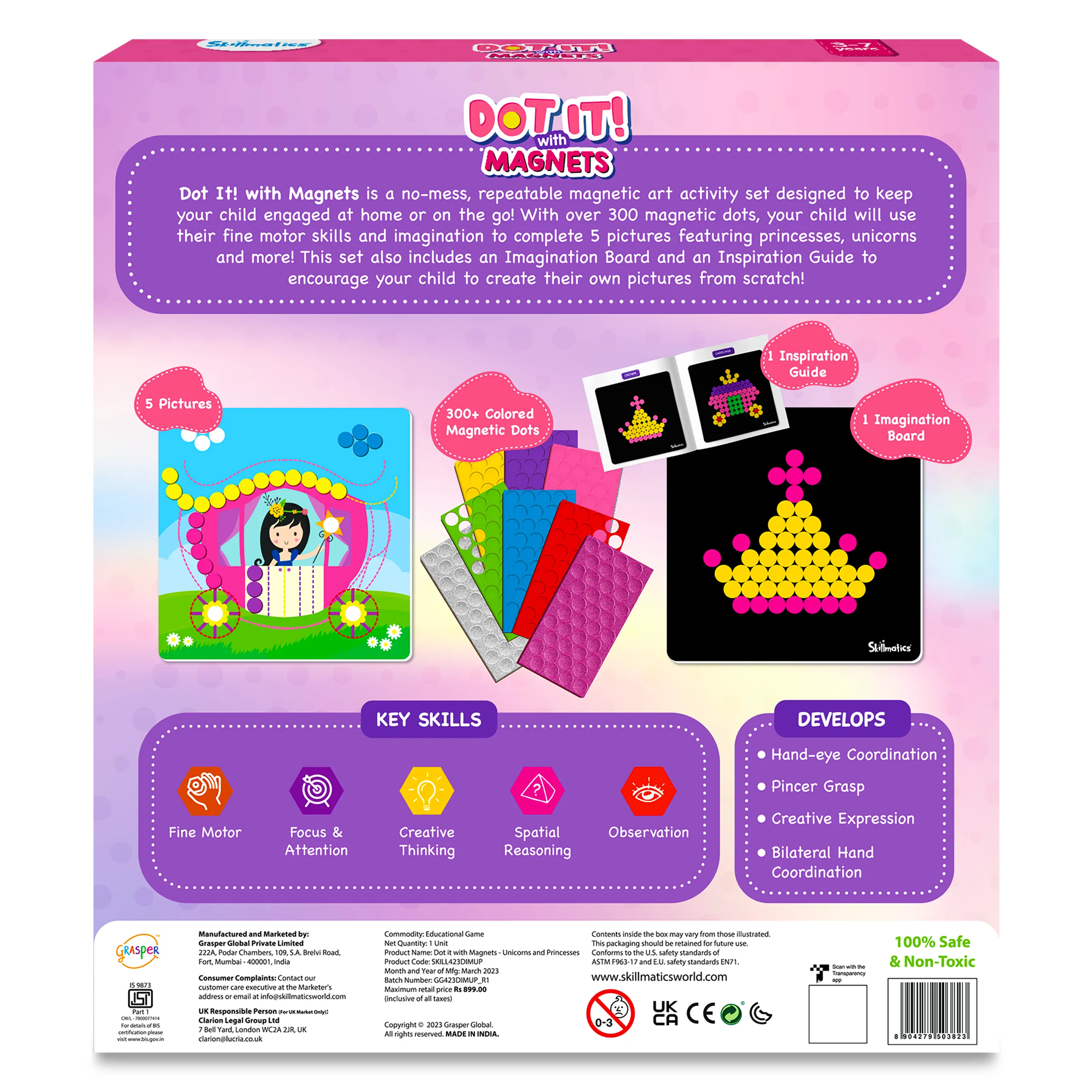 Skillmatics Art Activity Dot It with Magnets - Unicorns & Princesses, No Mess Repeatable Art for Kids, Craft Kits, DIY Activity, Gifts for Ages 4 to 7