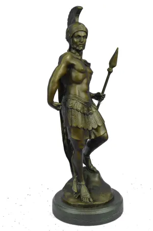 VINTAGE SIGNED KNIGHT WARRIOR BRONZE STATUE DALOU DECO SCULPTURE FIGURINE ART